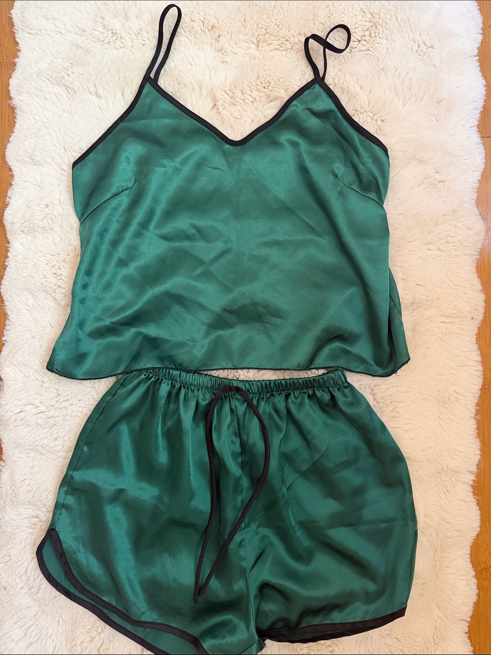 Satin Emerald Green Cami & Short Sleep Set